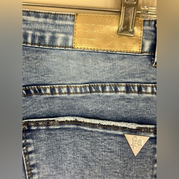 Celebrity ace 22 19” waist 11-1/2 rise 28-1/2 inseam denim jeans raw hem preowne - Picture 8 of 8